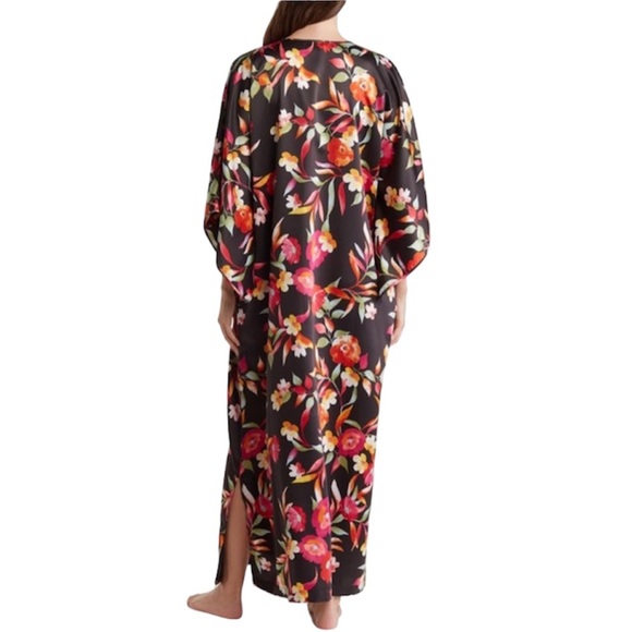 NATORI SATIN FLORAL CAFTAN - Picture 3 of 11